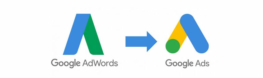 Logo di Google Adwords che si trasforma nel logo di Google ADS
