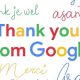 20 anni di Google: Illustrazione con scritto grazie in tante lingue